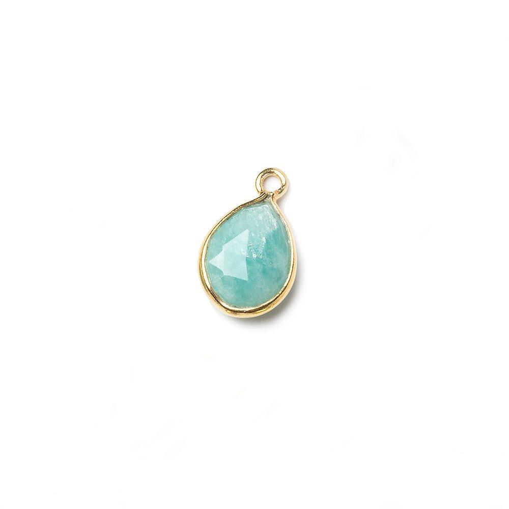 10x7mm Vermeil Bezel Amazonite faceted pear Petite Pendant 1 piece - The Bead Traders