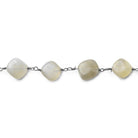 10x8-11x10mm Beige Moonstone plain nugget Black Gold plated Chain by the foot - The Bead Traders