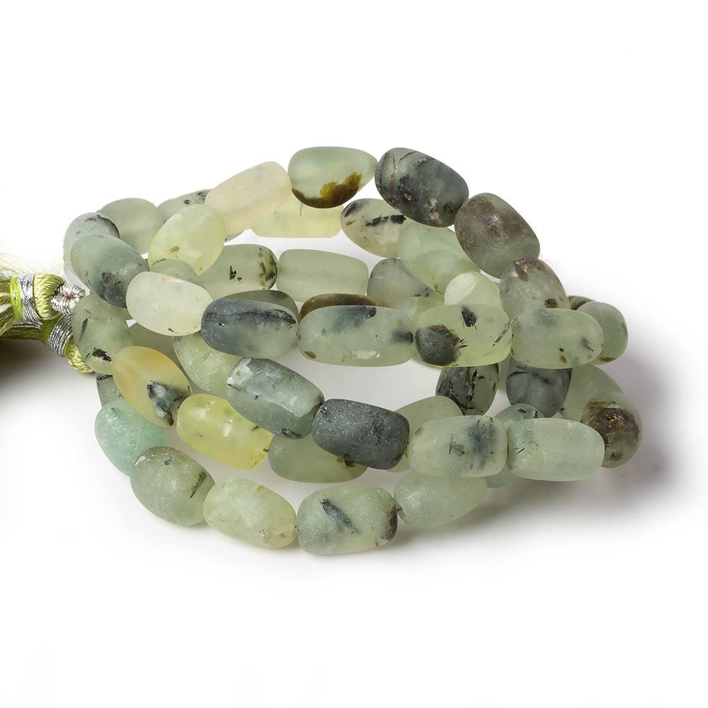 10x8-11x8mm Matte Prehnite tumbled plain nuggets 12 inch 24 beads - The Bead Traders