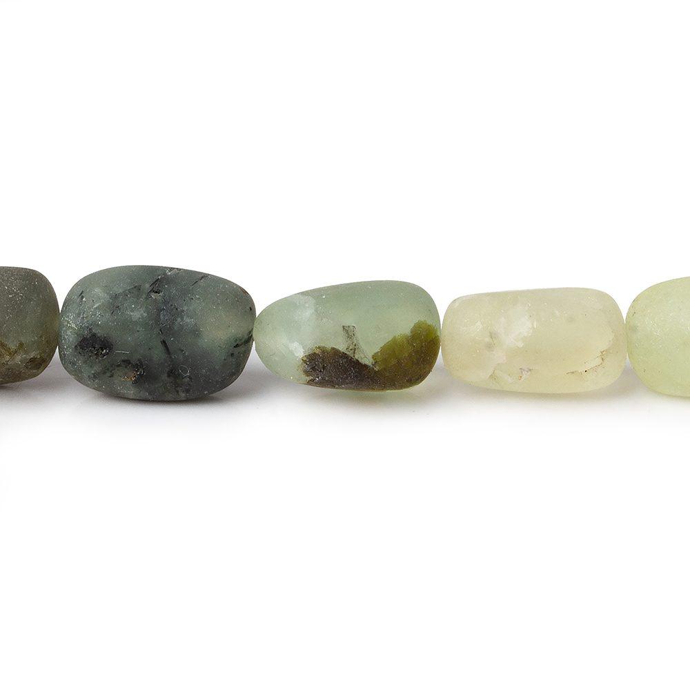 10x8-11x8mm Matte Prehnite tumbled plain nuggets 12 inch 24 beads - The Bead Traders