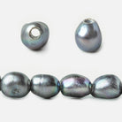 10x8-11x9mm Teal Peacock 2.5mm Large hole Pearl baroque 15 inch 36 pcs - The Bead Traders