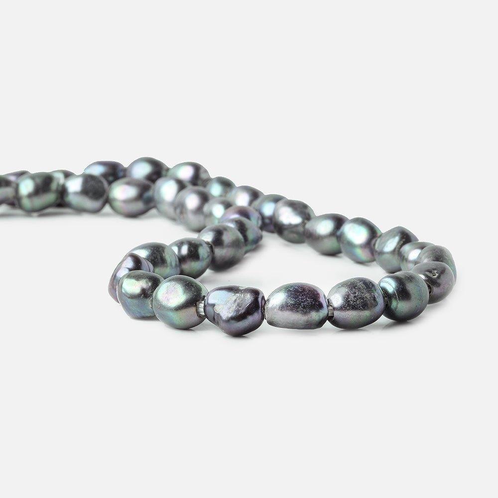 10x8-11x9mm Teal Peacock 2.5mm Large hole Pearl baroque 15 inch 36 pcs - The Bead Traders