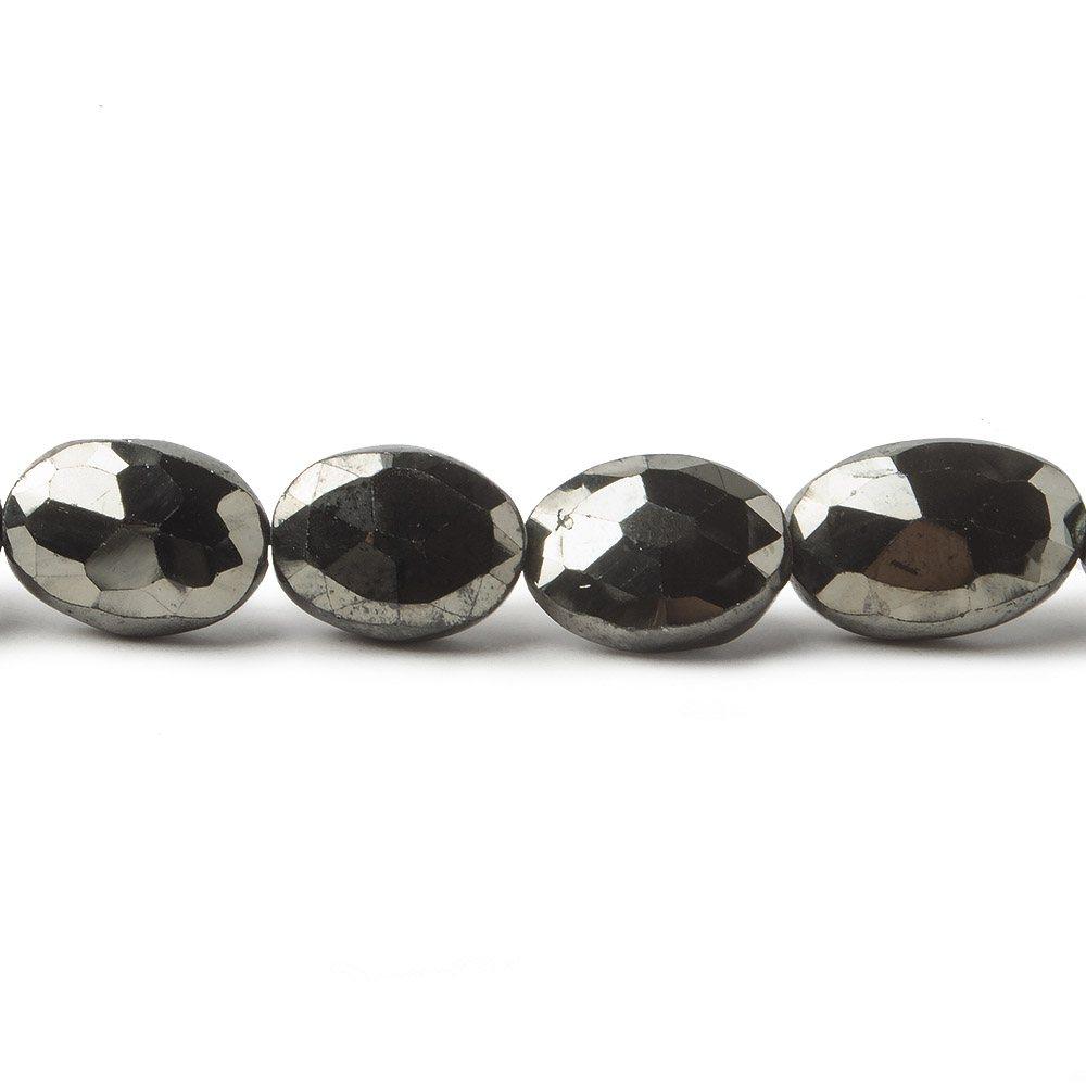 10x8-12x8mm Metallic Black Spinel faceted oval beads 8 inch 18 pieces - The Bead Traders
