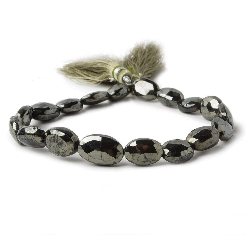 10x8-12x8mm Metallic Black Spinel faceted oval beads 8 inch 18 pieces - The Bead Traders