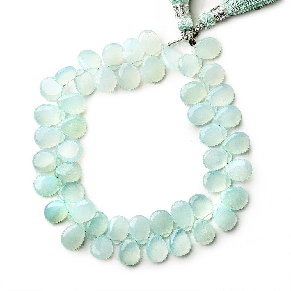 10x8-12x8mm Sky Blue Chalcedony Plain Pears 8 inch 49 beads - The Bead Traders