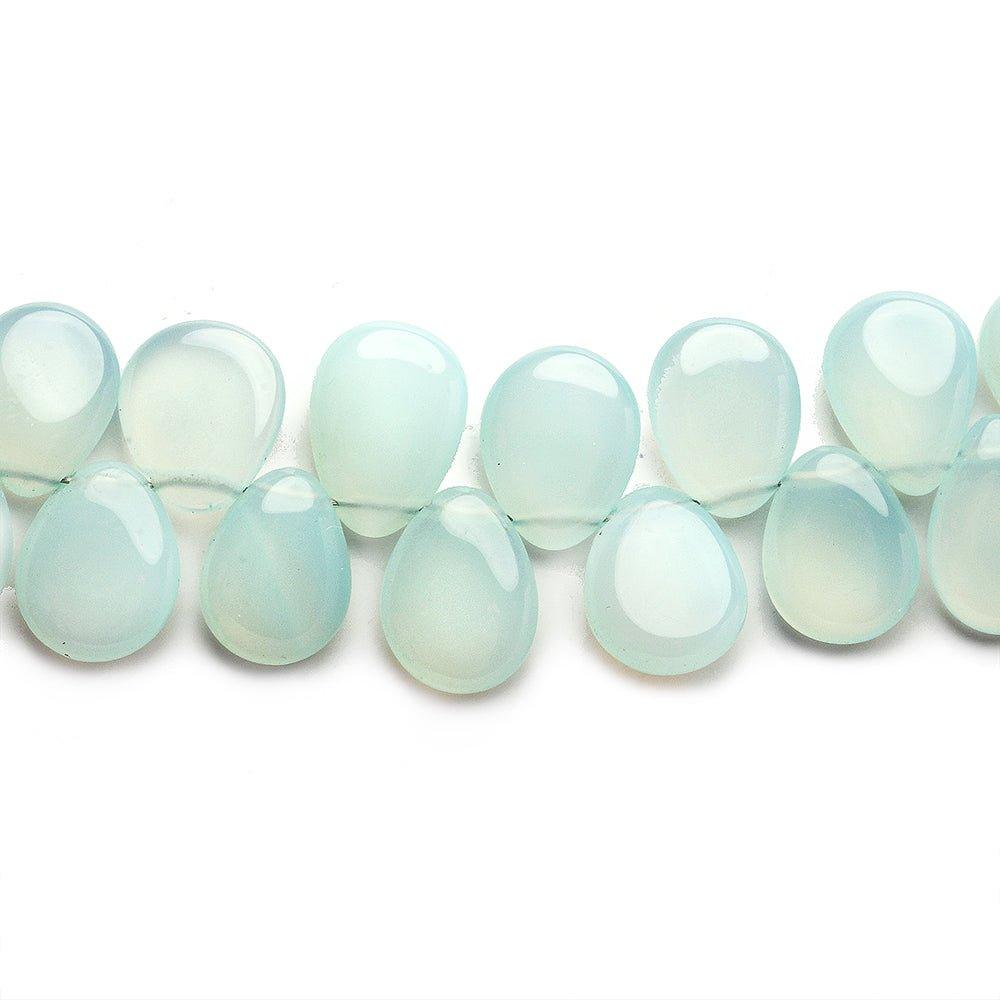 10x8-12x8mm Sky Blue Chalcedony Plain Pears 8 inch 49 beads - The Bead Traders