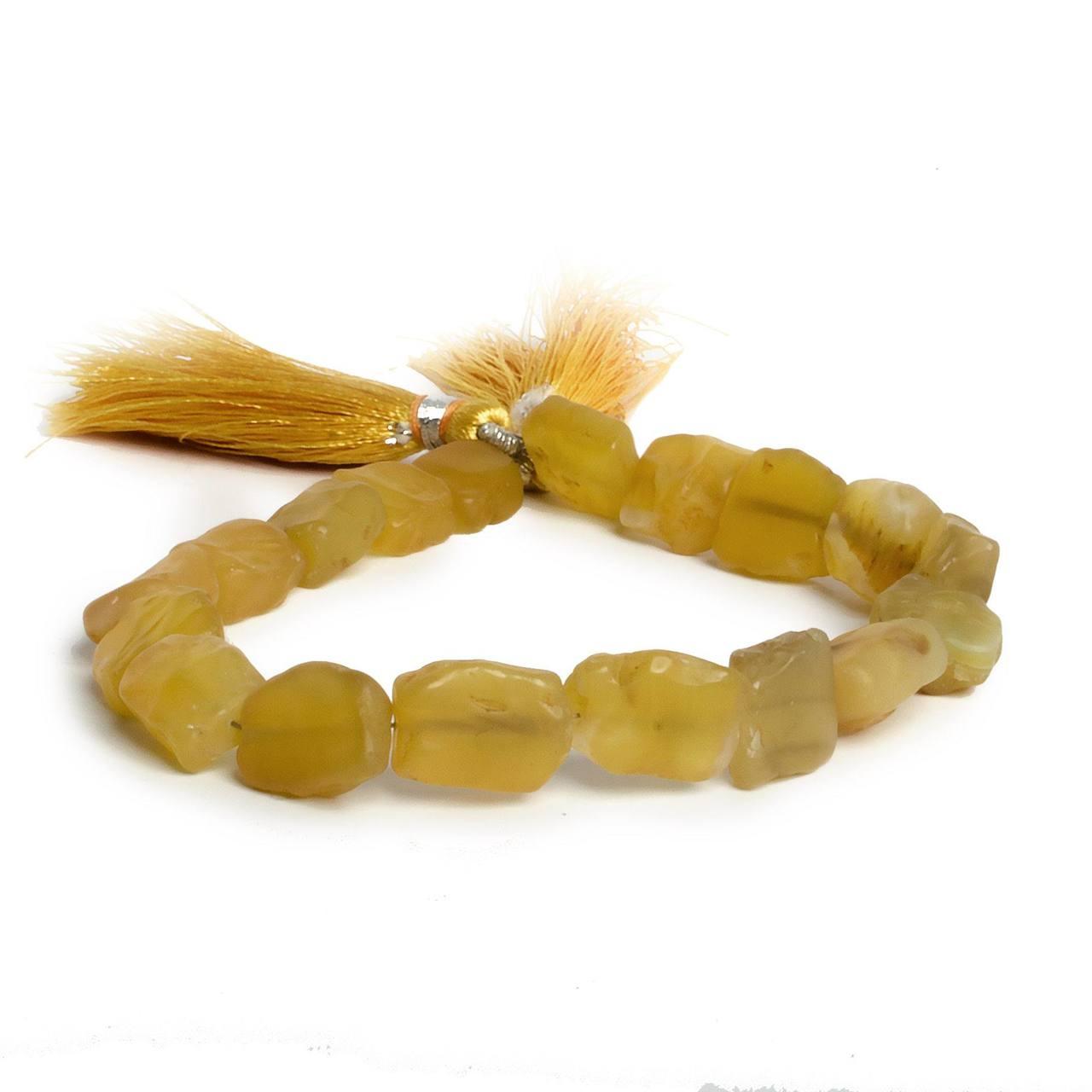 10x8-12x9mm Daffodil Yellow Agate Tumbled Hammer Faceted Rectangle 8 inch 18 pcs - The Bead Traders