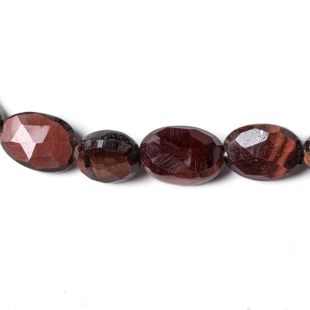 10x8-13x8mm Red Tiger Eye straight drilled faceted oval beads 13 inch 29 pieces - The Bead Traders