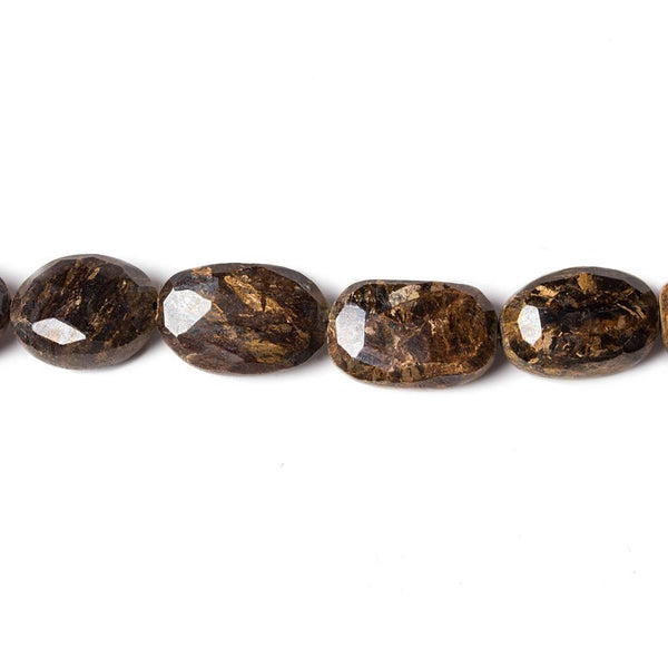 12x9mm Bronzite straight drilled faceted ovals 13 inch 24 beads