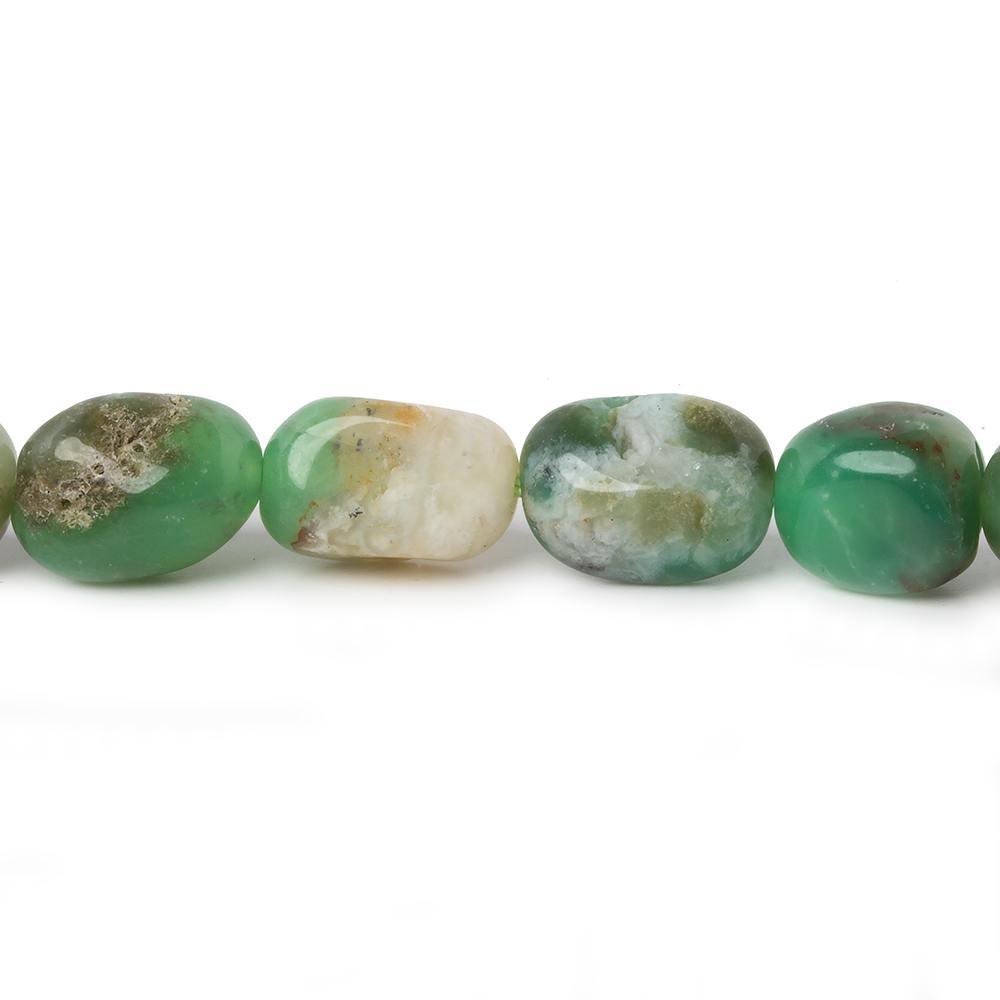 10x8-14x8mm Chrysoprase and Matrix Plain Nugget Beads 15 inch 28 pcs - The Bead Traders