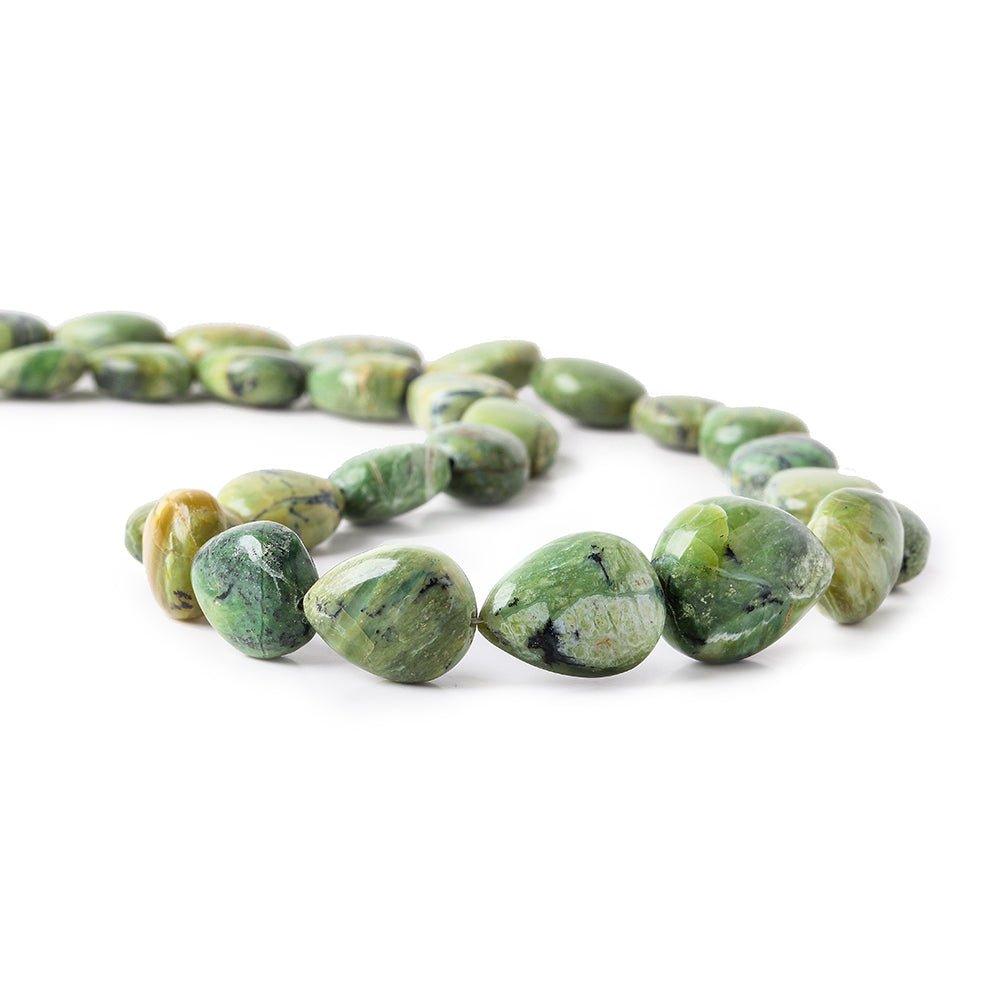 10x8-16x13mm Green Opal straight drill plain pears 18 inch 36 beads - The Bead Traders