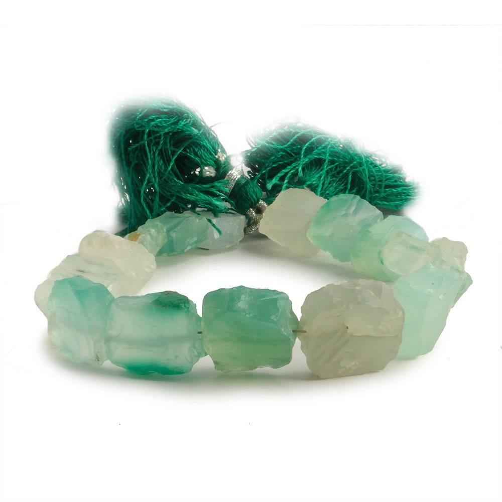 10x8-17x13mm Emerald Green Agate Hammer Faceted Square & Rectangle 8 inch 17 pcs - The Bead Traders