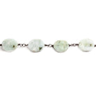 10x8mm Amazonite plain oval Black Gold Chain by the foot 18 beads - The Bead Traders