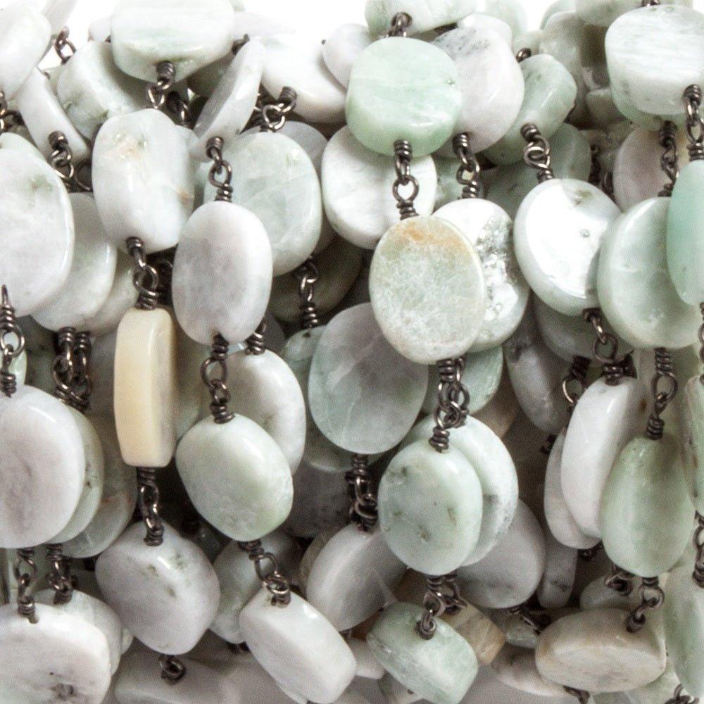 10x8mm Amazonite plain oval Black Gold Chain by the foot 18 beads - The Bead Traders
