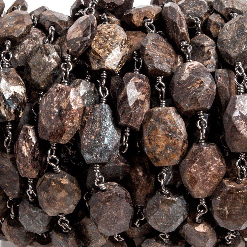 10x8mm Bronzite faceted nugget Black Chain by the foot 19 pcs - The Bead Traders