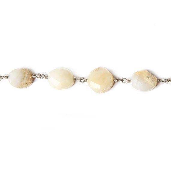 10x8mm Cream Opal faceted oval Black Gold Chain by the foot - The Bead Traders