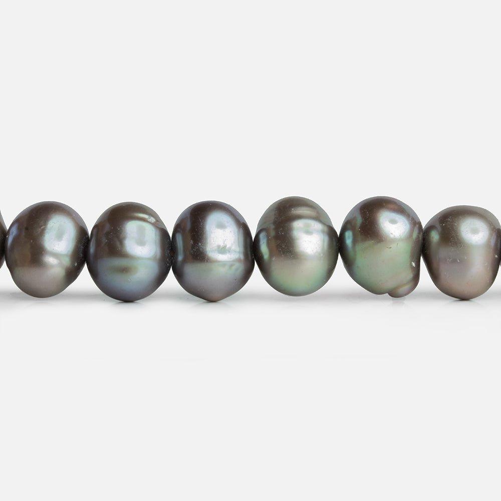 10x8mm Steel Peacock Baroque Pearls 15 inch 50 pieces - The Bead Traders