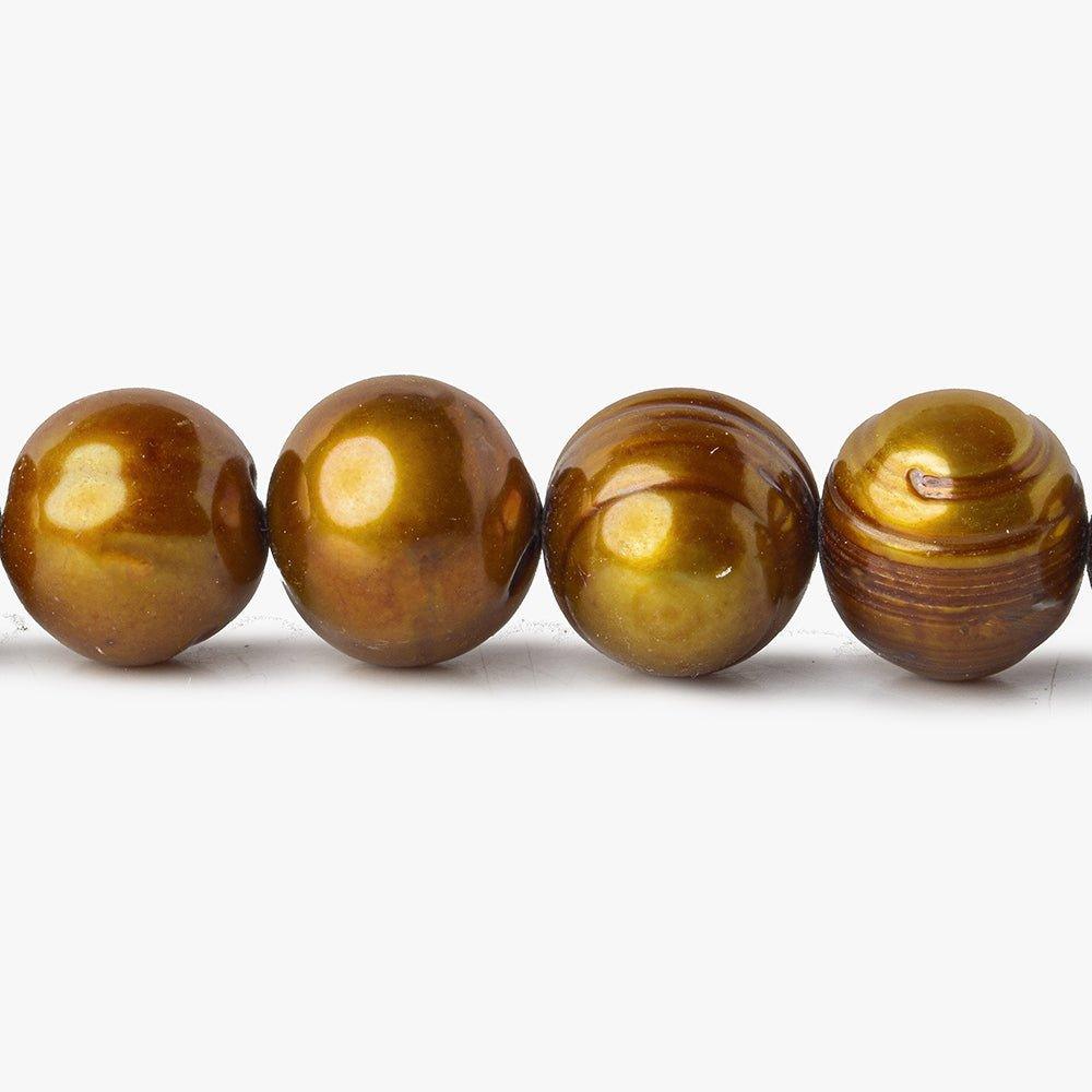10x9-11x10mm Copper Ringed Baroque Freshwater Pearls 40 beads 15.5 inch - The Bead Traders