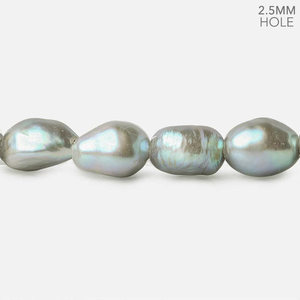 10x9-12x9mm Silver Grey Large Hole Baroque Freshwater Pearl 15 inch 29 pieces