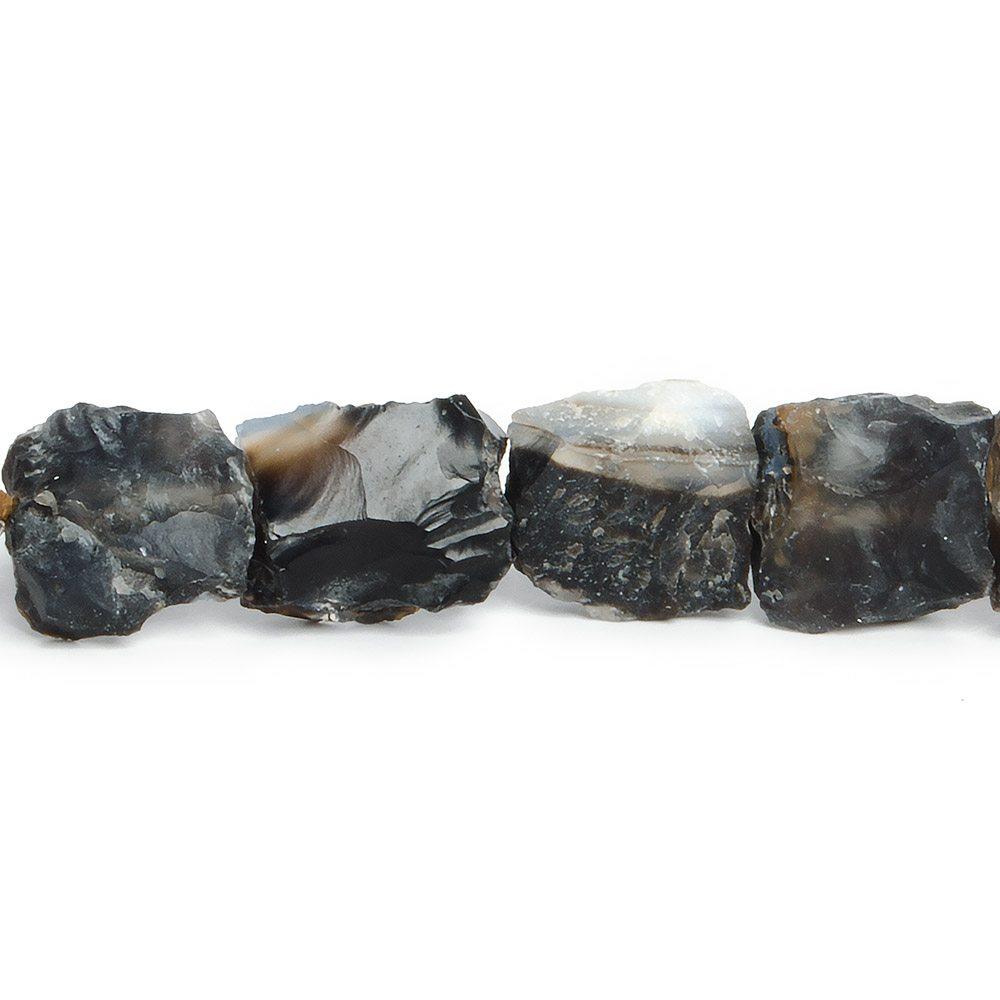10x9-14x14mm Black Agate Hammer Faceted Square Beads 8 inch 15 piece - The Bead Traders