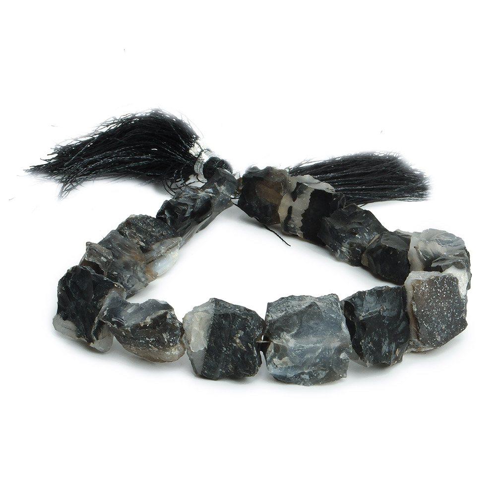10x9-14x14mm Black Agate Hammer Faceted Square Beads 8 inch 15 piece - The Bead Traders