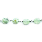 10x9mm-14x10mm Prehnite Faceted Oval Black Gold plated Chain by the foot 17 pieces - The Bead Traders