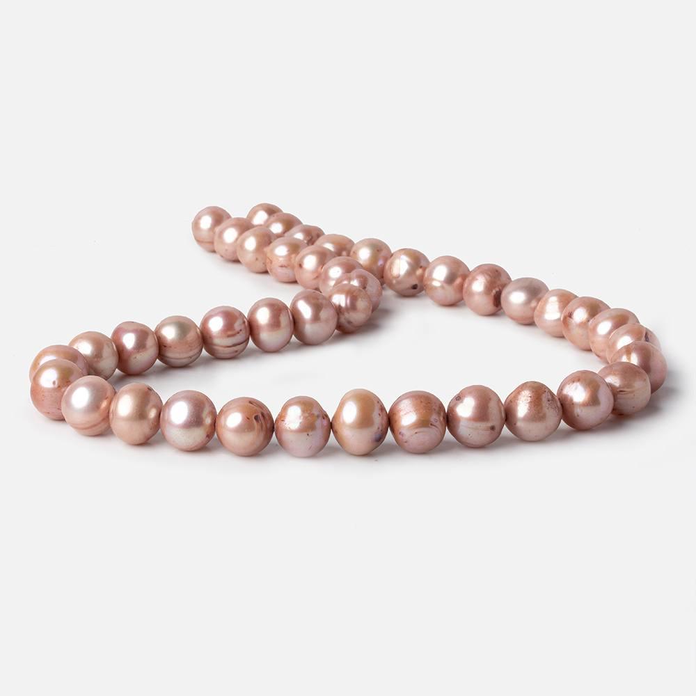 10x9mm Dark Rose Side Drilled Off Round Freshwater Pearl16 inch 44 pcs - The Bead Traders