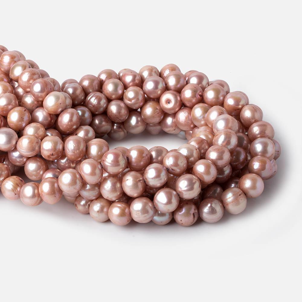 10x9mm Dark Rose Side Drilled Off Round Freshwater Pearl16 inch 44 pcs - The Bead Traders