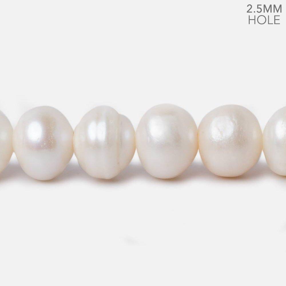 11-11.5mm Off White Ringed Baroque Large Hole pearls 8 inch 20 pieces - The Bead Traders
