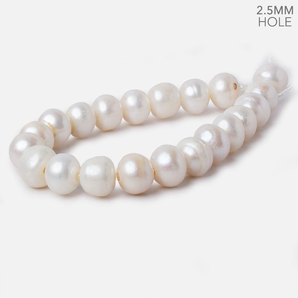 11-11.5mm Off White Ringed Baroque Large Hole pearls 8 inch 20 pieces - The Bead Traders