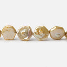 11-12mm Champagne Gold Hexagon Fancy Blister Freshwater Pearls 15.5 inch 32 pieces - The Bead Traders