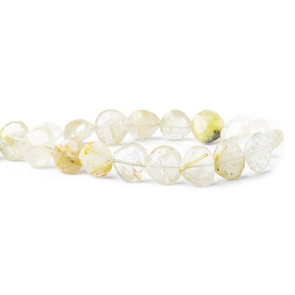 11-12mm Golden Rutilated Quartz straight drill faceted hearts 14 inch 40 beads - The Bead Traders