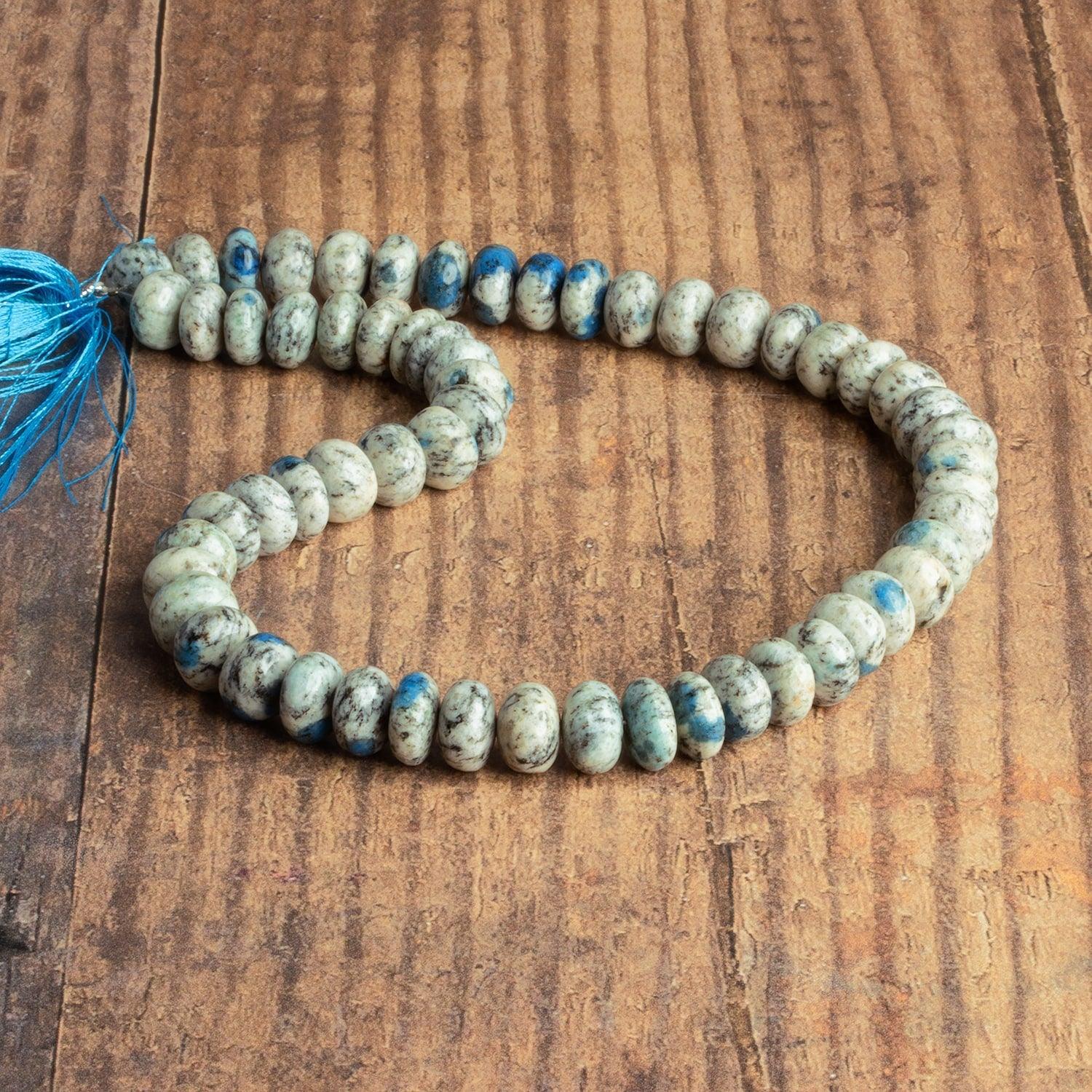 11-12mm K2 Azurite Granite "K2 Jasper" Rondelles 16 inch 55 beads - The Bead Traders