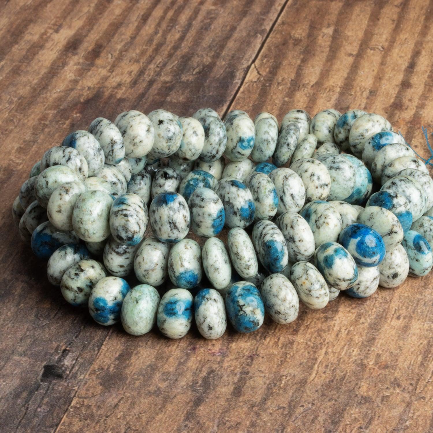 11-12mm K2 Azurite Granite "K2 Jasper" Rondelles 16 inch 55 beads - The Bead Traders