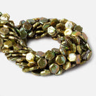 11-12mm Mustard Green Hexagon Fancy Blister Freshwater Pearls 15.5 inch 32 pieces - The Bead Traders