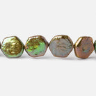 11-12mm Mustard Green Hexagon Fancy Blister Freshwater Pearls 15.5 inch 32 pieces - The Bead Traders
