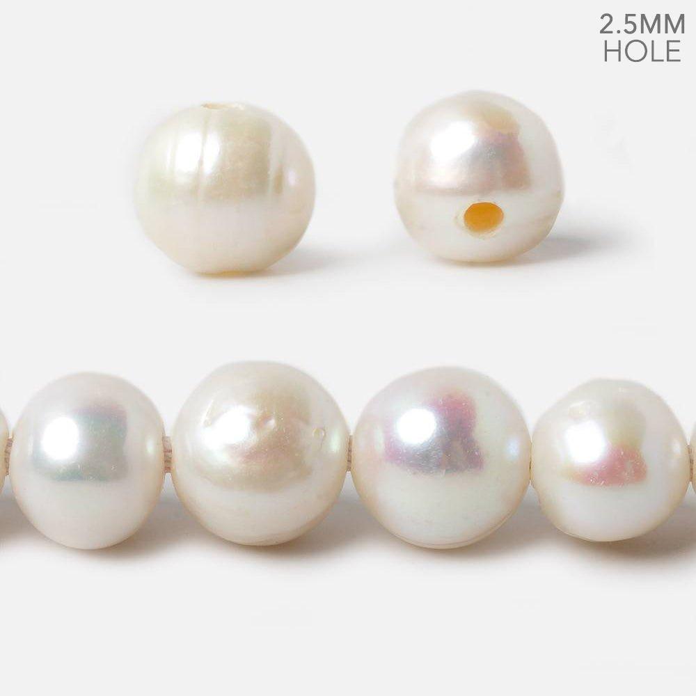 11-12mm Off White Baroque Large Hole Freshwater Pearl 8 inch 18 pieces - The Bead Traders