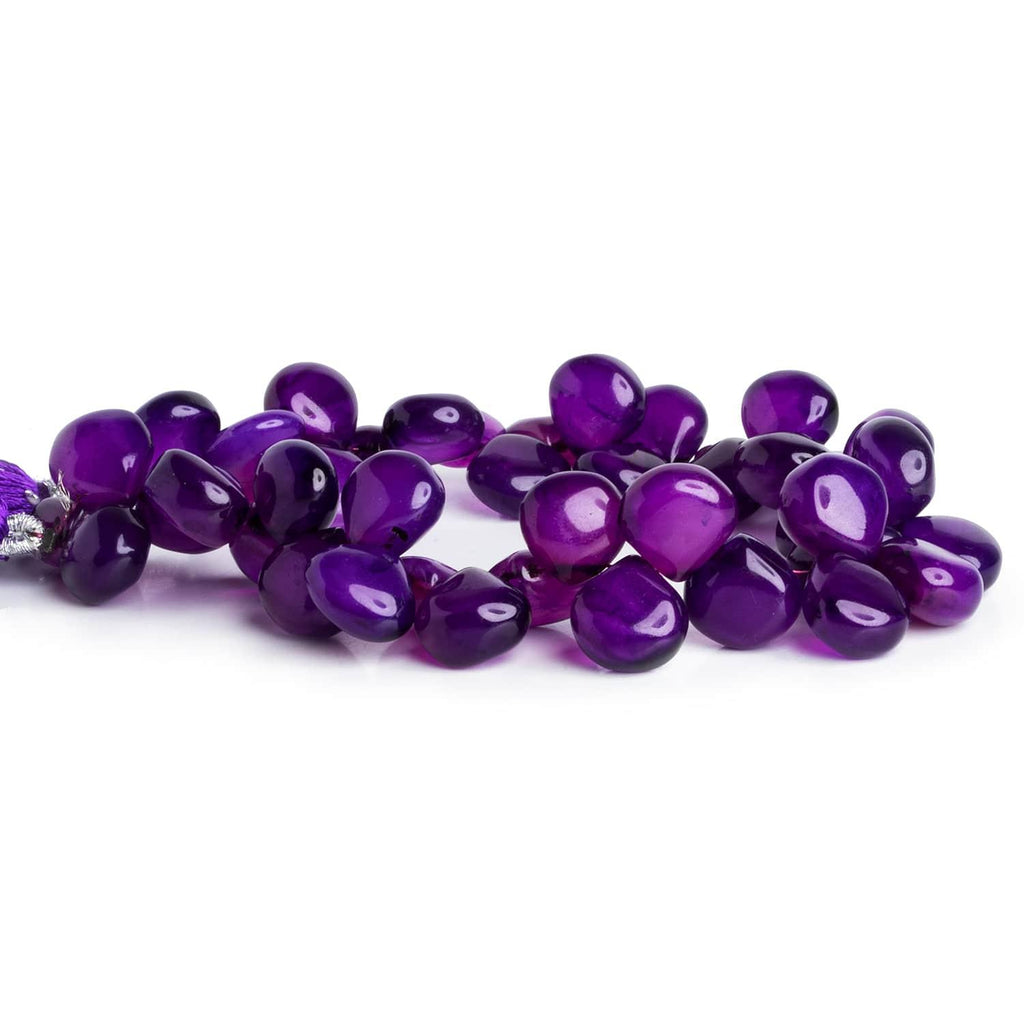 11-12mm Purple Chalcedony Plain Hearts 8 inch 43 beads - The Bead Traders