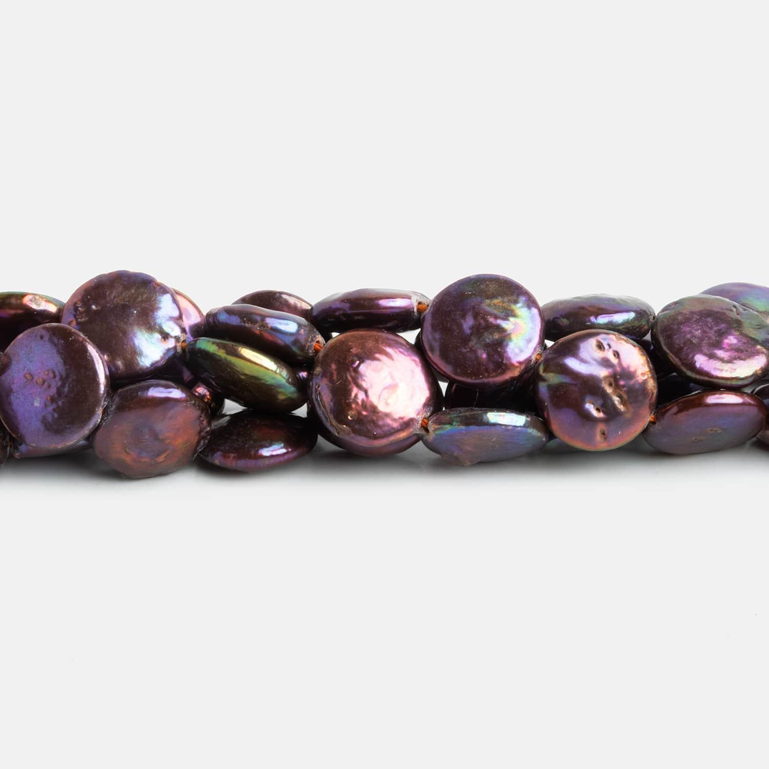 11-12mm Purple Coin Pearls 16 inch 33 beads - The Bead Traders