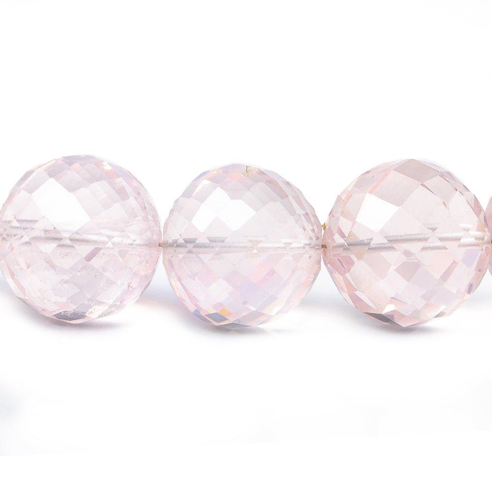 11-13.5mm Rose Quartz faceted round beads 14 inches 29 pieces, - The Bead Traders