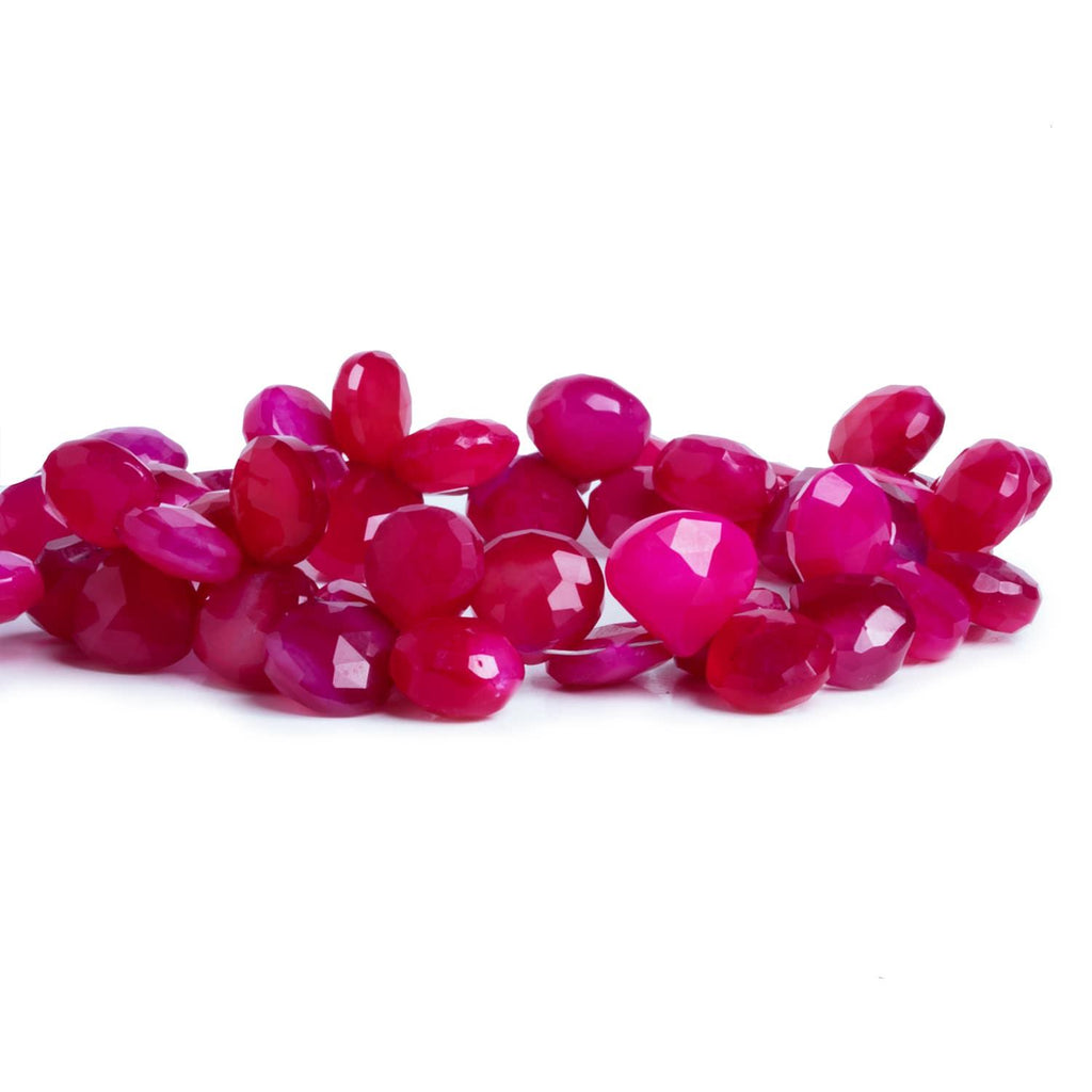 11-13mm Dark Raspberry Chalcedony Faceted Hearts 8 inch 43 Beads - The Bead Traders