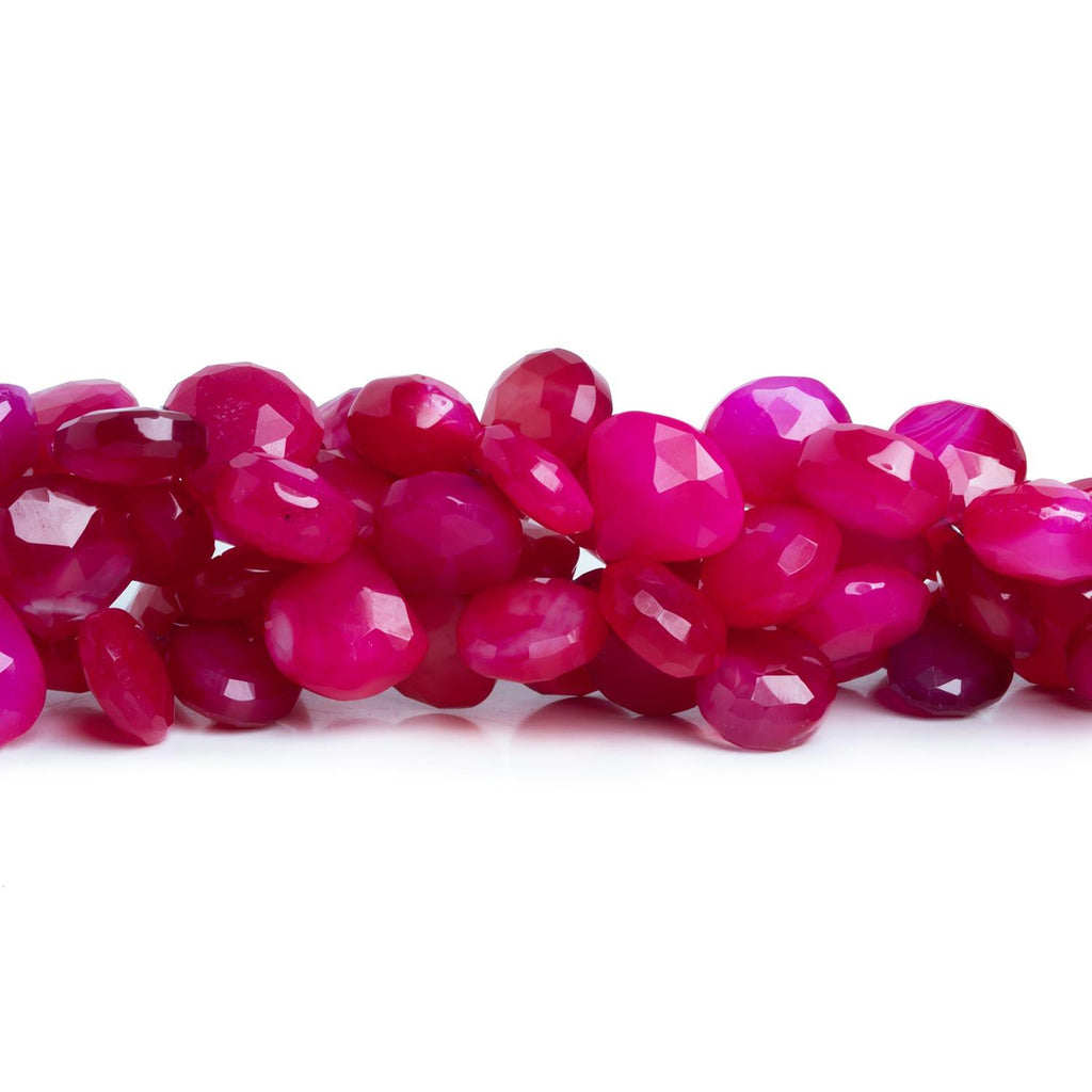 11-13mm Dark Raspberry Chalcedony Faceted Hearts 8 inch 43 Beads - The Bead Traders