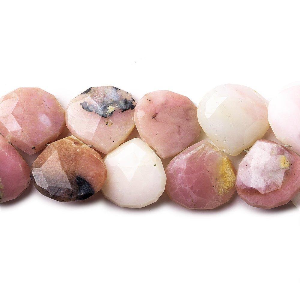 11 - 13mm Pink Peruvian Opal Faceted Heart Beads 33 pieces - The Bead Traders
