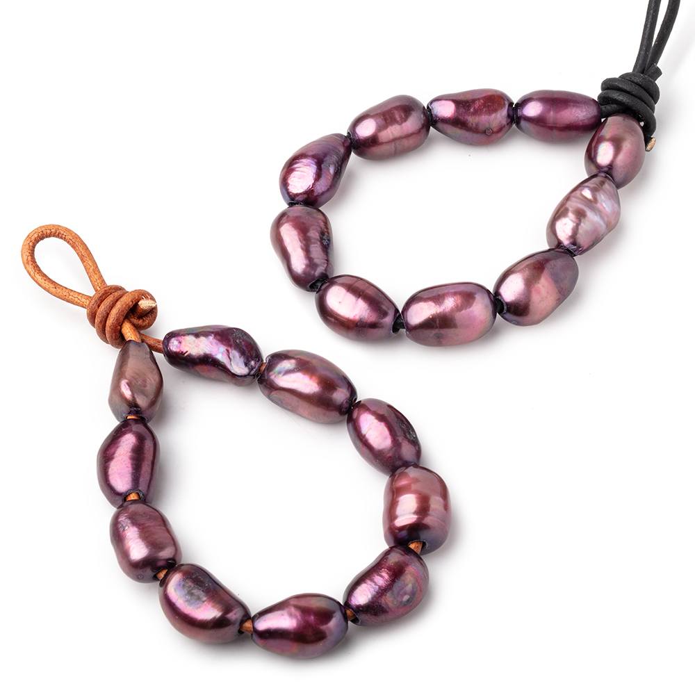 11-14mm Blush Purple Large Hole Baroque Pearls 16 inch 10 pieces - The Bead Traders
