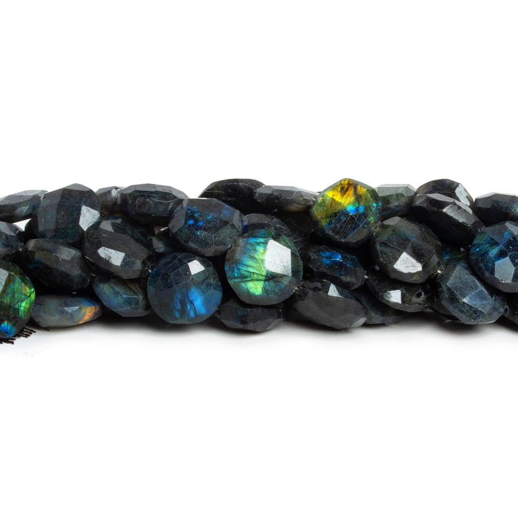 11-14mm Indigo Labradorite Faceted Coins 7.5 inch 15 beads - The Bead Traders