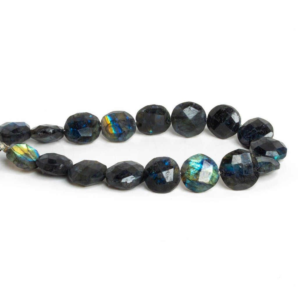 11-14mm Indigo Labradorite Faceted Coins 7.5 inch 15 beads - The Bead Traders