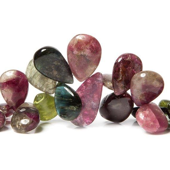 11-14mm Multi Color Tourmaline Plain Pear Beads 8 inch 45 pieces - The Bead Traders