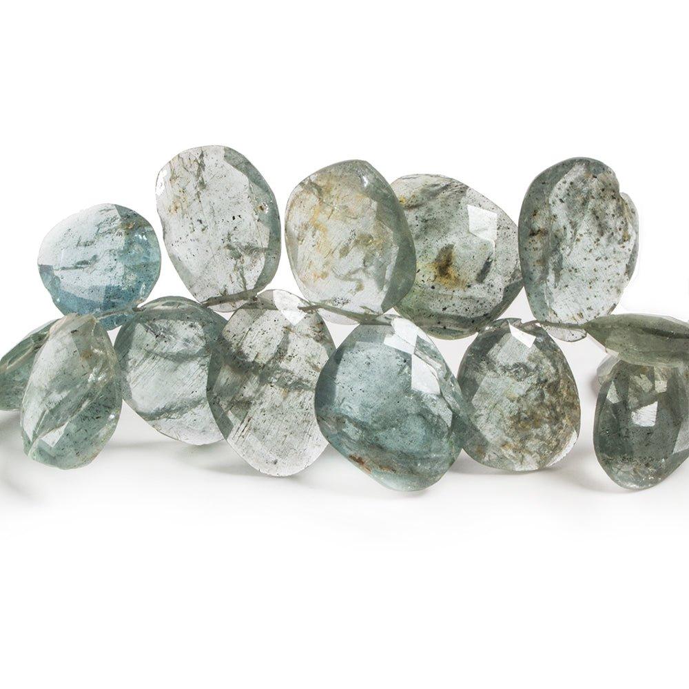 11-15mm Moss Aquamarine Faceted Freeshape Beads 9 inch 48 pieces - The Bead Traders