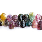 11-15mm Multi Color Tourmaline Plain Pear Beads 8 inch 45 pieces - The Bead Traders