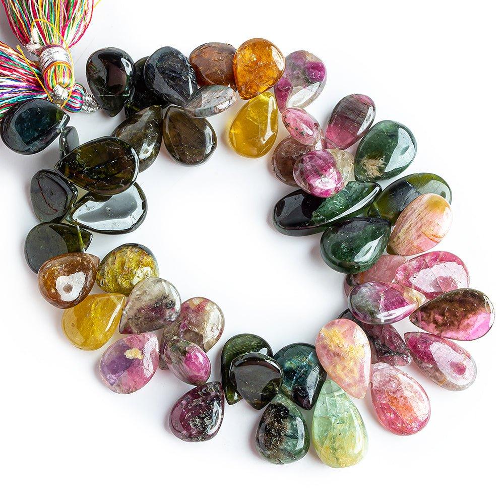 11-15mm Multi Color Tourmaline Plain Pear Beads 8 inch 45 pieces - The Bead Traders